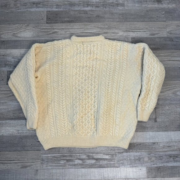 Rue Saint Patrick 100% Wool Ivory Cable Knit Sweater Ireland - Picture 5 of 5